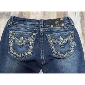 Miss Me Bootcut Jeans Womens 26 Embellished Rhinestone Flap Pocket Denim Y2K